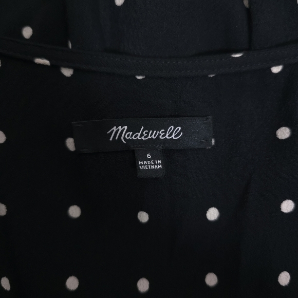 Madewell Ruffle-Front Wrap Jumpsuit in Grid Dot Black White Polka Dot AB336 - Picture 7 of 10